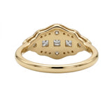 Vintage Art Deco three-stone lab-grown diamond ring with milgrain geometric setting