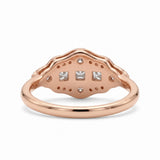 Vintage Art Deco three-stone lab-grown diamond ring with milgrain geometric setting