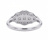 Vintage Art Deco three-stone lab-grown diamond ring with milgrain geometric setting