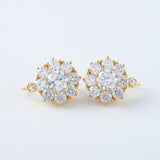 Vintage Art Deco Floral Drop Old European Round Cut Earrings