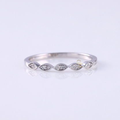 Vintage Art Deco Moissanite Delicate Wedding Band