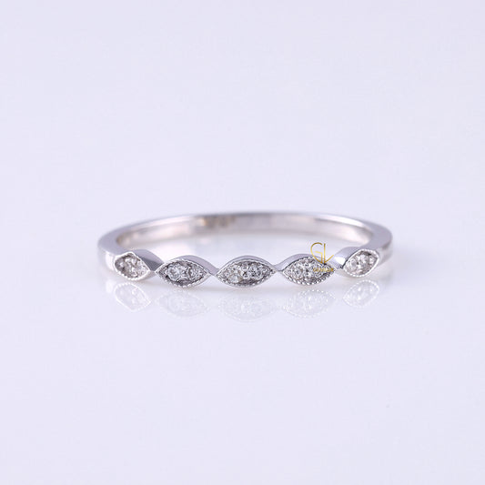 Vintage Art Deco Moissanite Delicate Wedding Band
