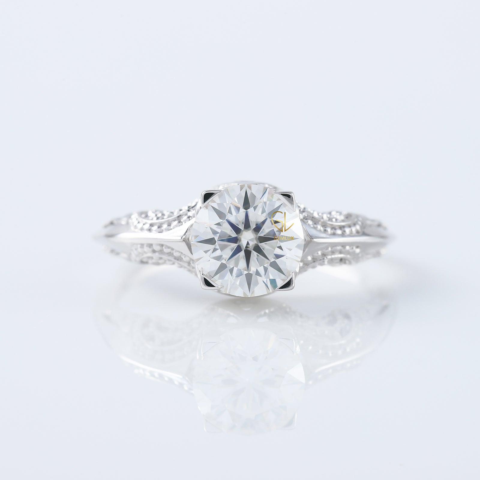 Vintage Inspired Lab Grown Art Deco Filigree Ring