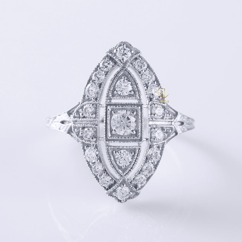 Vintage Inspired Moissanite Milgrain Ring