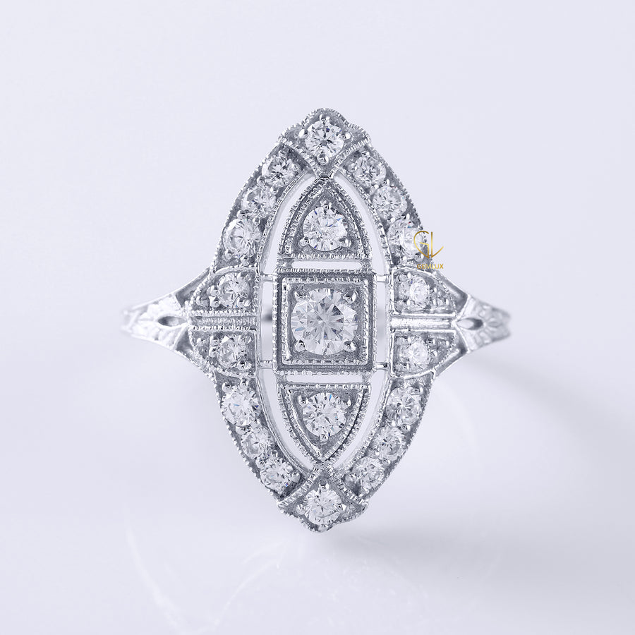 Vintage Inspired Moissanite Milgrain Ring