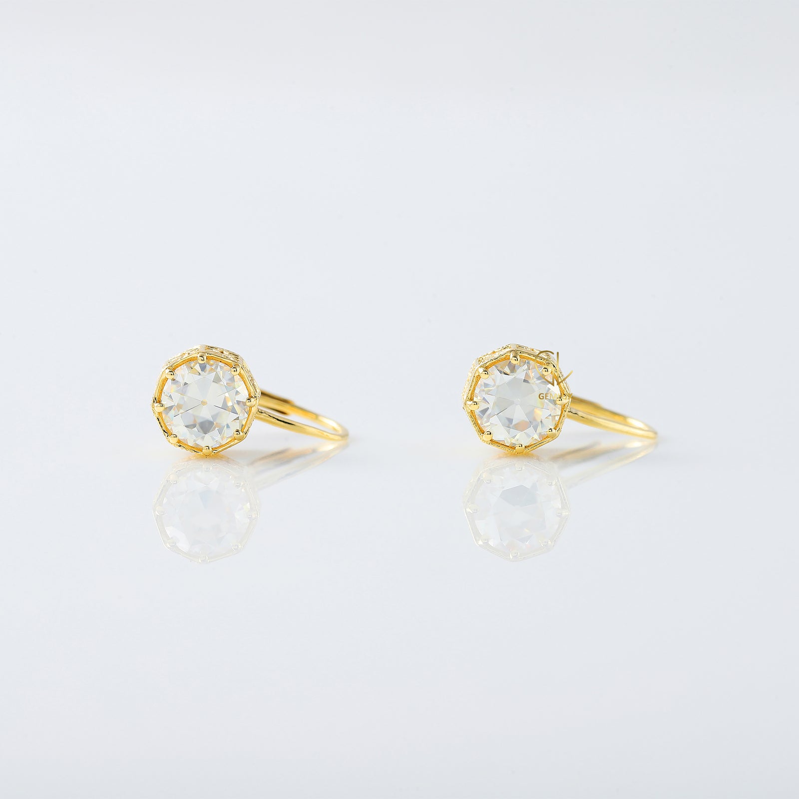 Vintage Inspired Old European Round Cut Moissanite Earrings