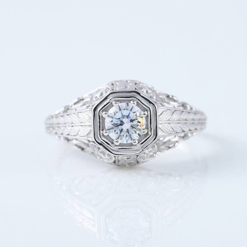Vintage Inspired Round Cut Lab Grown Edwardian Ring