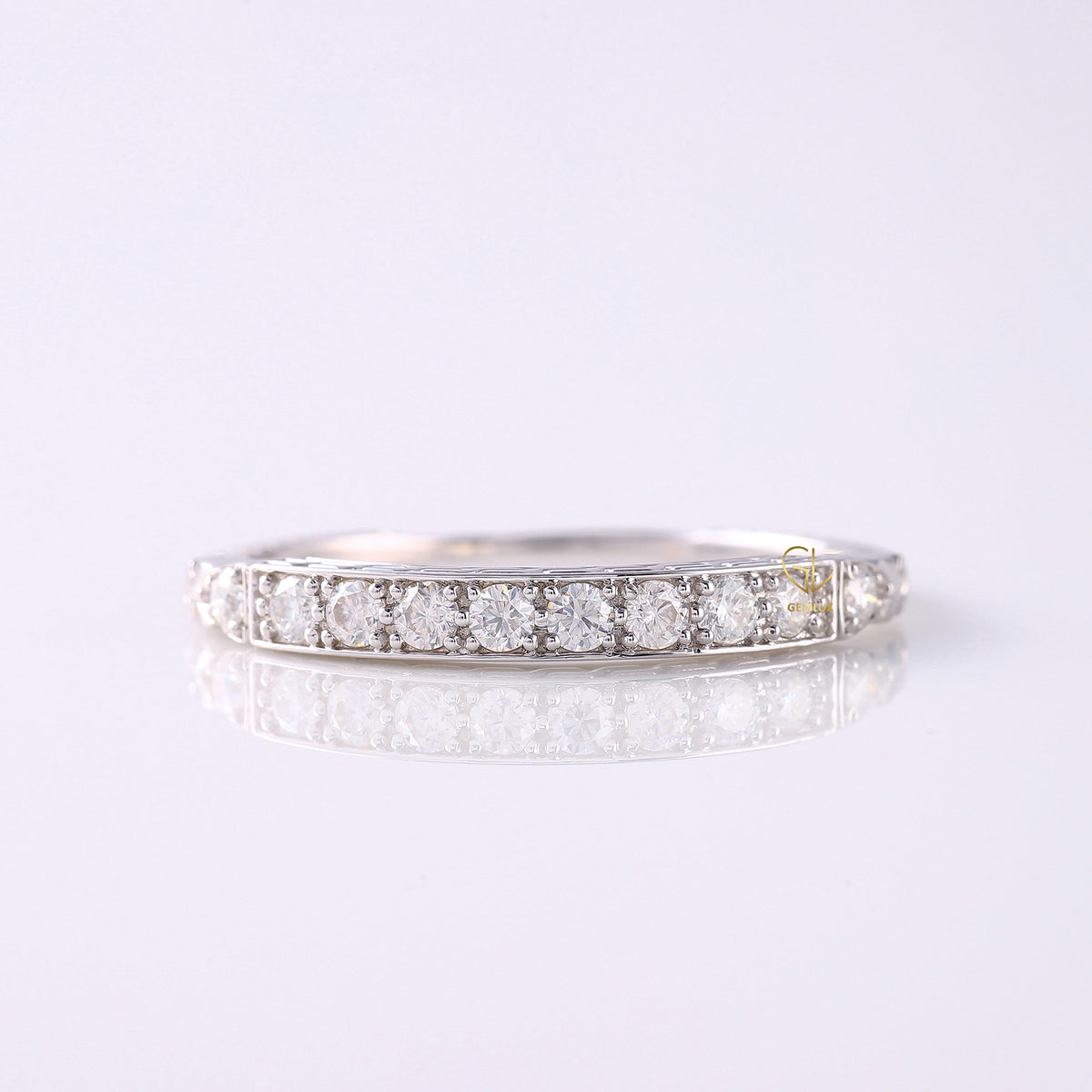 Vintage Moissanite Antique Stacking Wedding Band