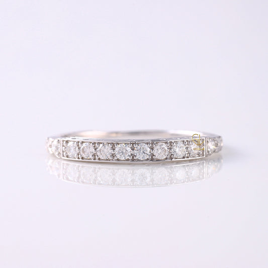 Vintage Moissanite Antique Stacking Wedding Band