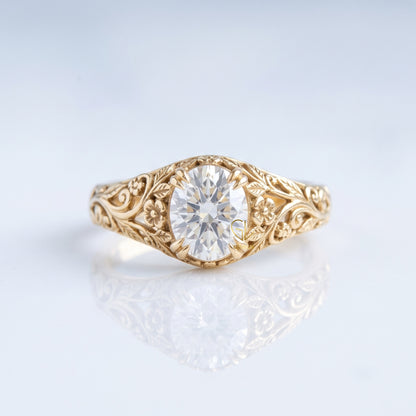 Nature Inspired Engraved Antique Ring | Gemlux Jewels