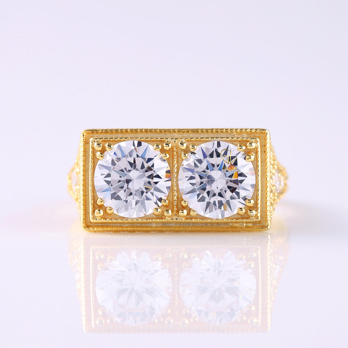 Vintage Two Stone Moissanite Antique Ring