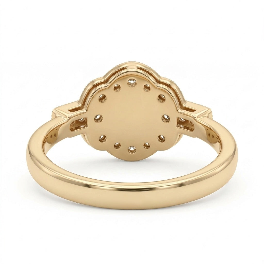 Vintage Art Deco square cluster lab-grown diamond ring with pavé shoulders