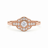 Vintage Art Deco square cluster lab-grown diamond ring with pavé shoulders