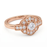 Vintage Art Deco square cluster lab-grown diamond ring with pavé shoulders