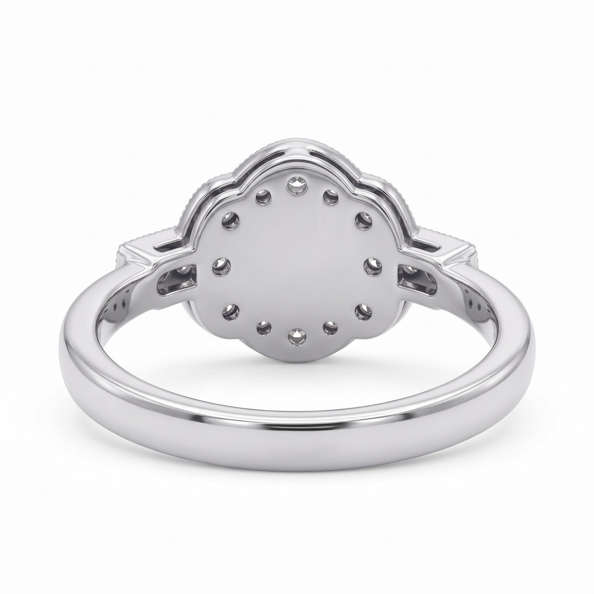 Vintage Art Deco square cluster lab-grown diamond ring with pavé shoulders