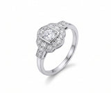 Vintage Art Deco square cluster lab-grown diamond ring with pavé shoulders