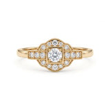 Vintage Art Deco square cluster lab-grown diamond ring with pavé shoulders