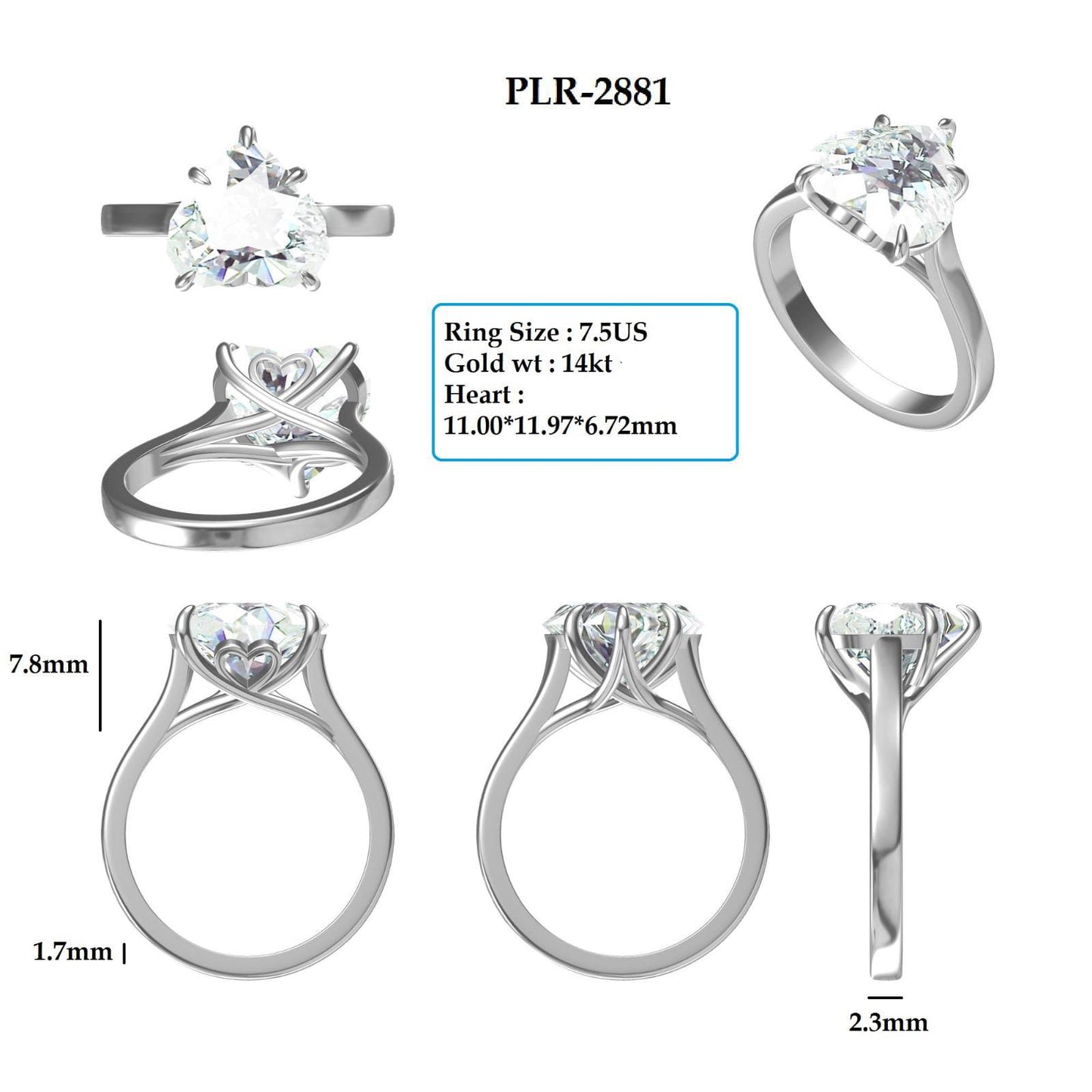 5.02 Ct Heart Shape Lab Grown Diamond Engagement Ring (Custom)