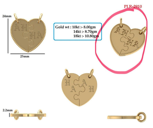 10k Gold Heart Shape Pendant (Custom)