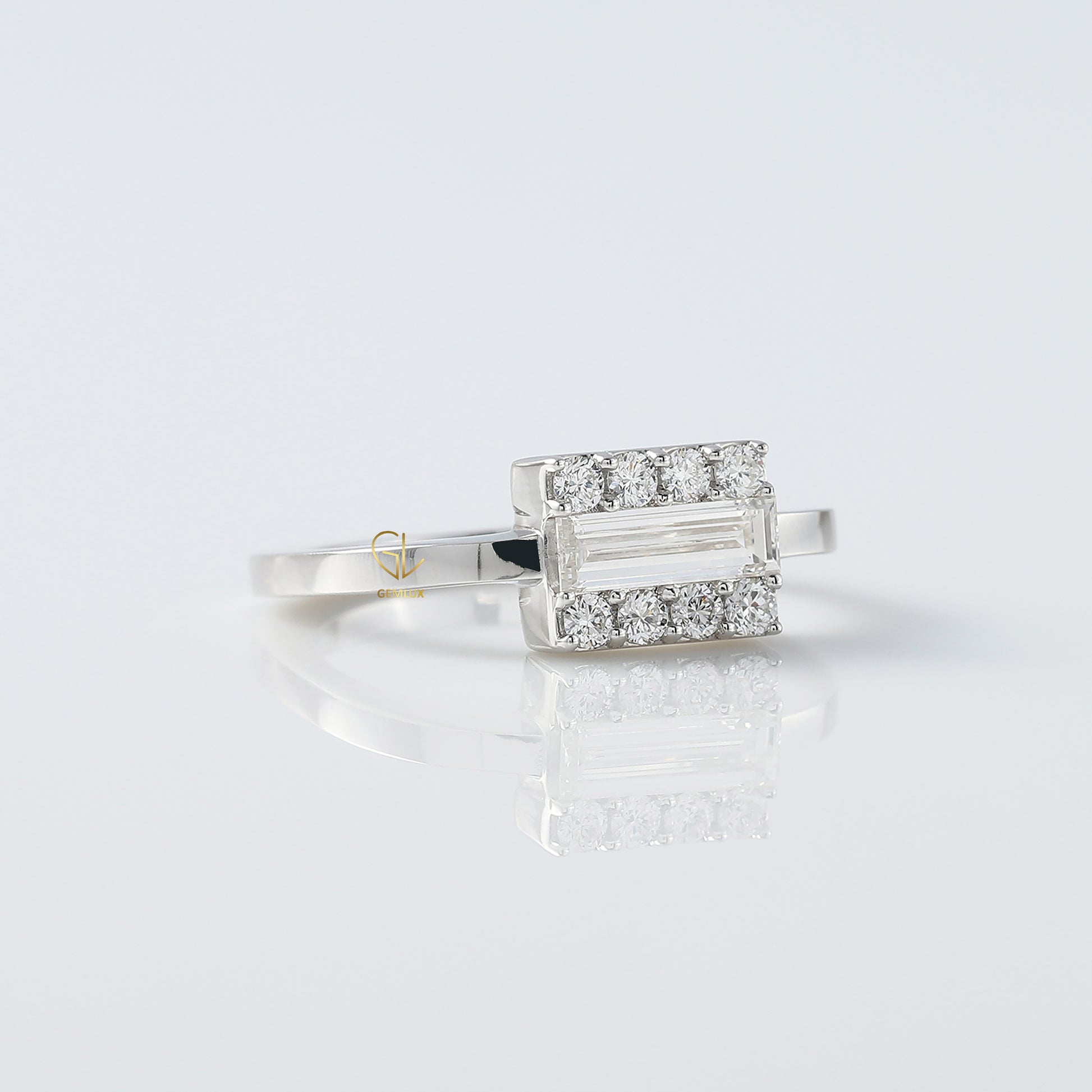 Baguette Cut Moissanite Solitaire Engagement Rings diamond solitaire ring​ promise rings gold engagement rings​ 
