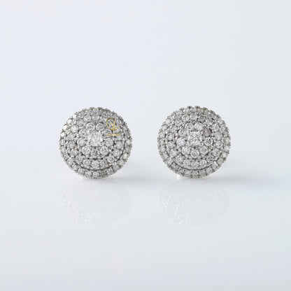 White Gold Round Moissanite Diamond Cluster Stud Earrings