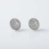 White Gold Round Moissanite Diamond Cluster Stud Earrings