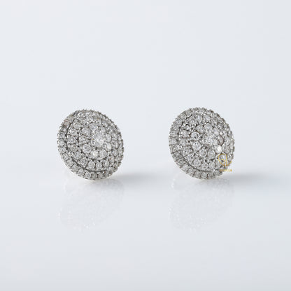 White Gold Round Moissanite Diamond Cluster Stud Earrings