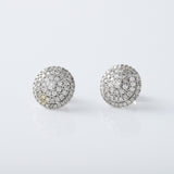 White Gold Round Moissanite Diamond Cluster Stud Earrings