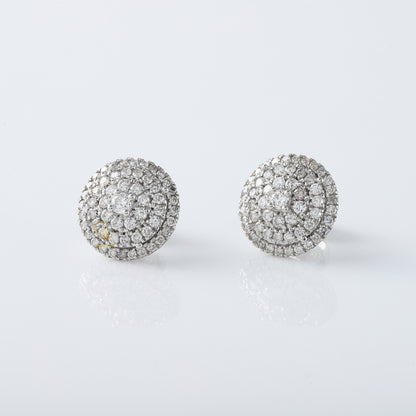 White Gold Round Moissanite Diamond Cluster Stud Earrings