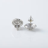 White Gold Round Moissanite Diamond Cluster Stud Earrings