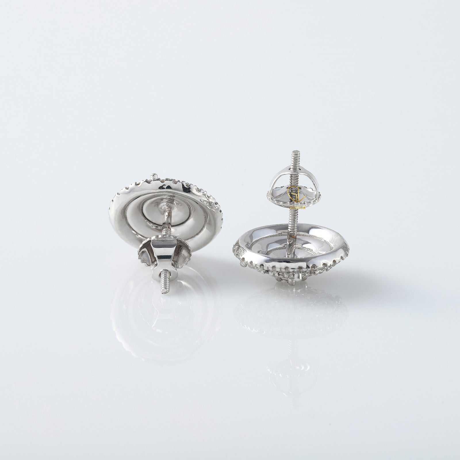 White Gold Round Moissanite Diamond Cluster Stud Earrings