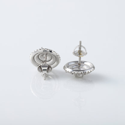 White Gold Round Moissanite Diamond Cluster Stud Earrings