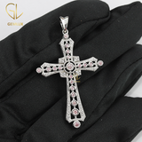 White & Pink Diamond Cross Pendant