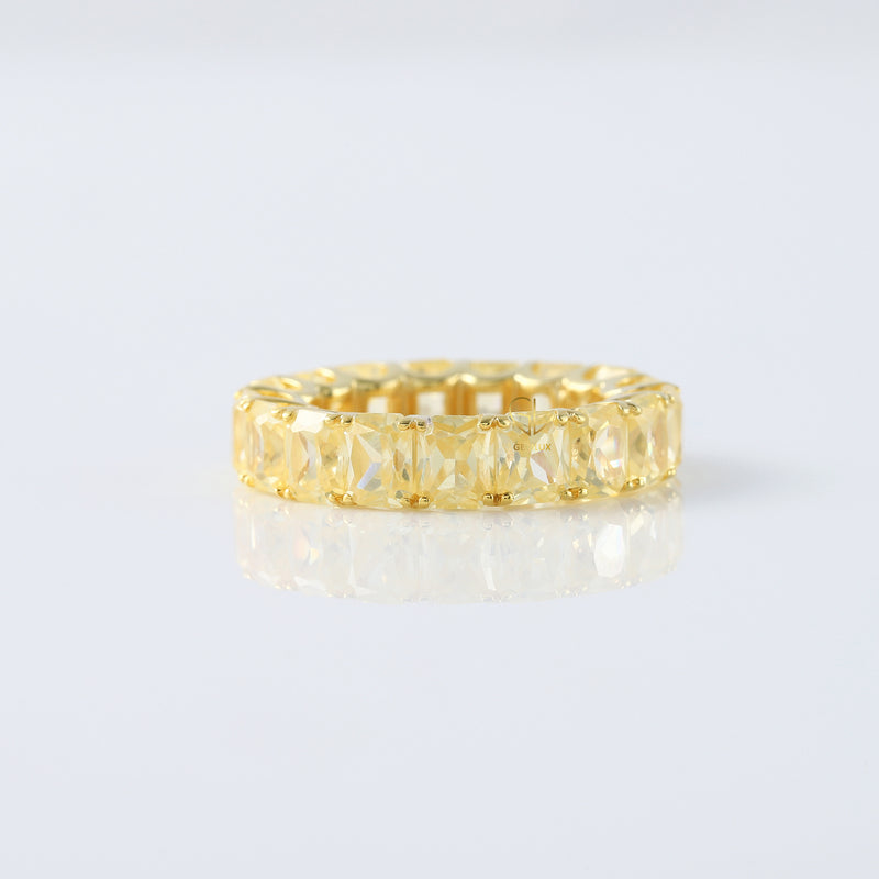 Yellow Radiant Cut Lab Grown Diamond Eternity Wedding Band