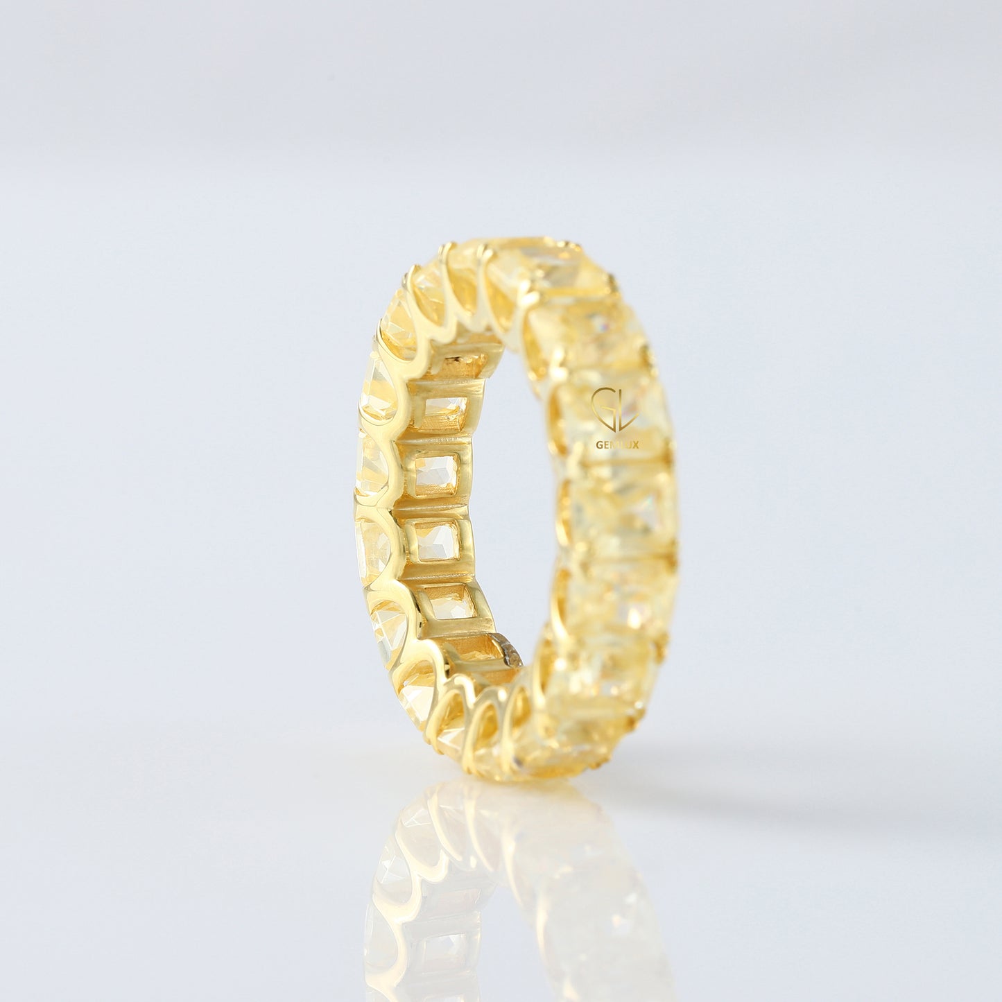 Yellow Radiant Lab Grown Diamond Eternity Wedding Band