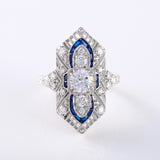 Art Deco Round Moissanite Cocktail Ring