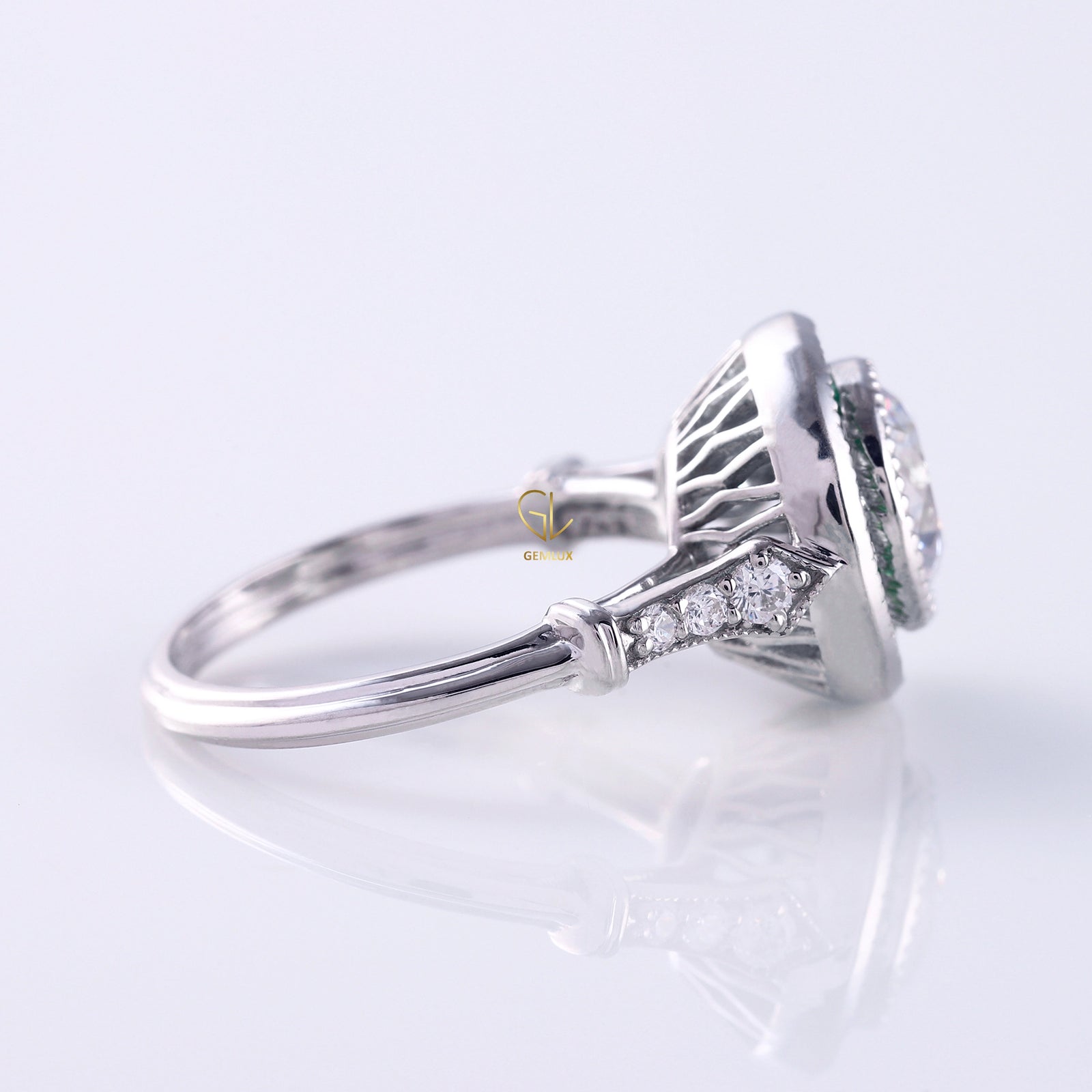 art deco ring, Round Engagement Rings, halo engagement ring, engagement rings, engagement rings for women, moissanite engagement rings
