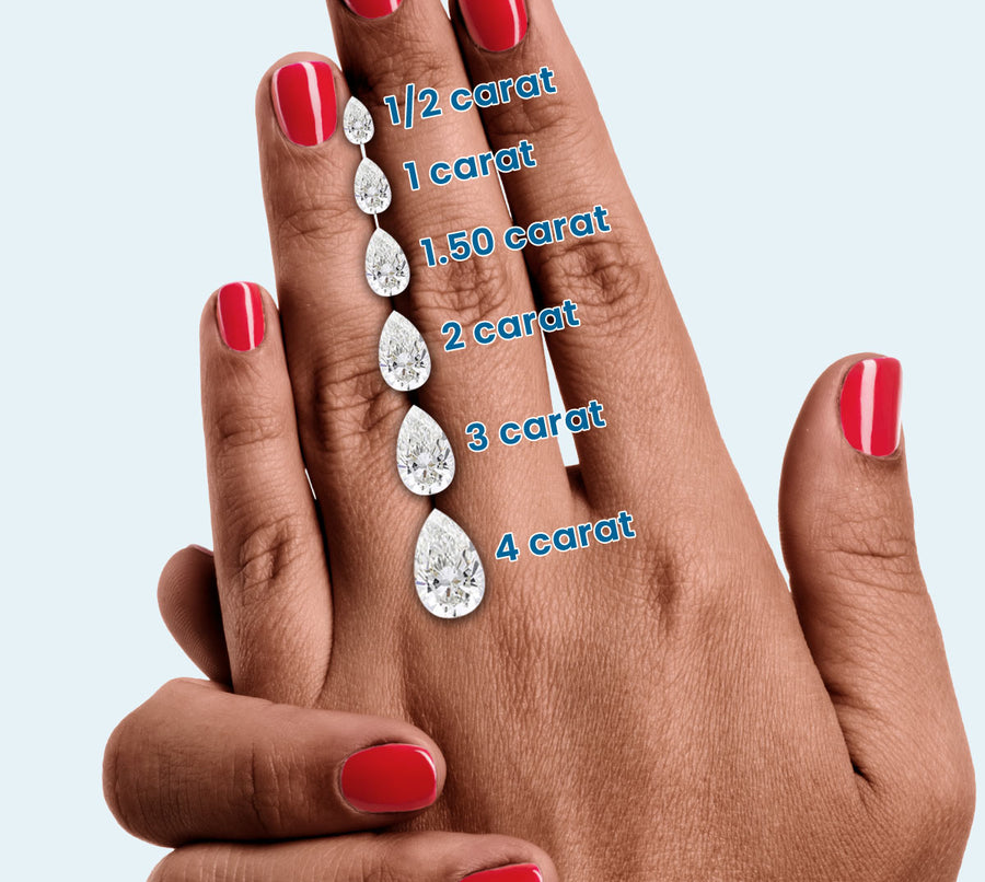 Pear diamond size on hand