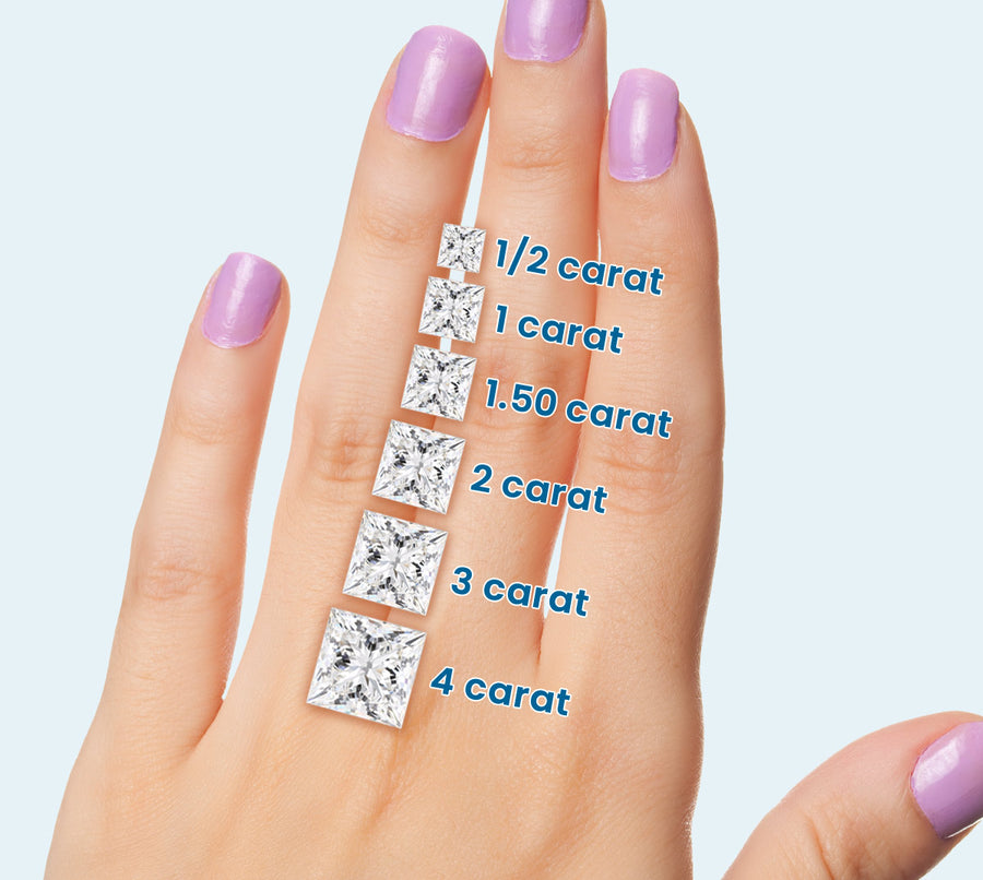 Princess diamond size on hand