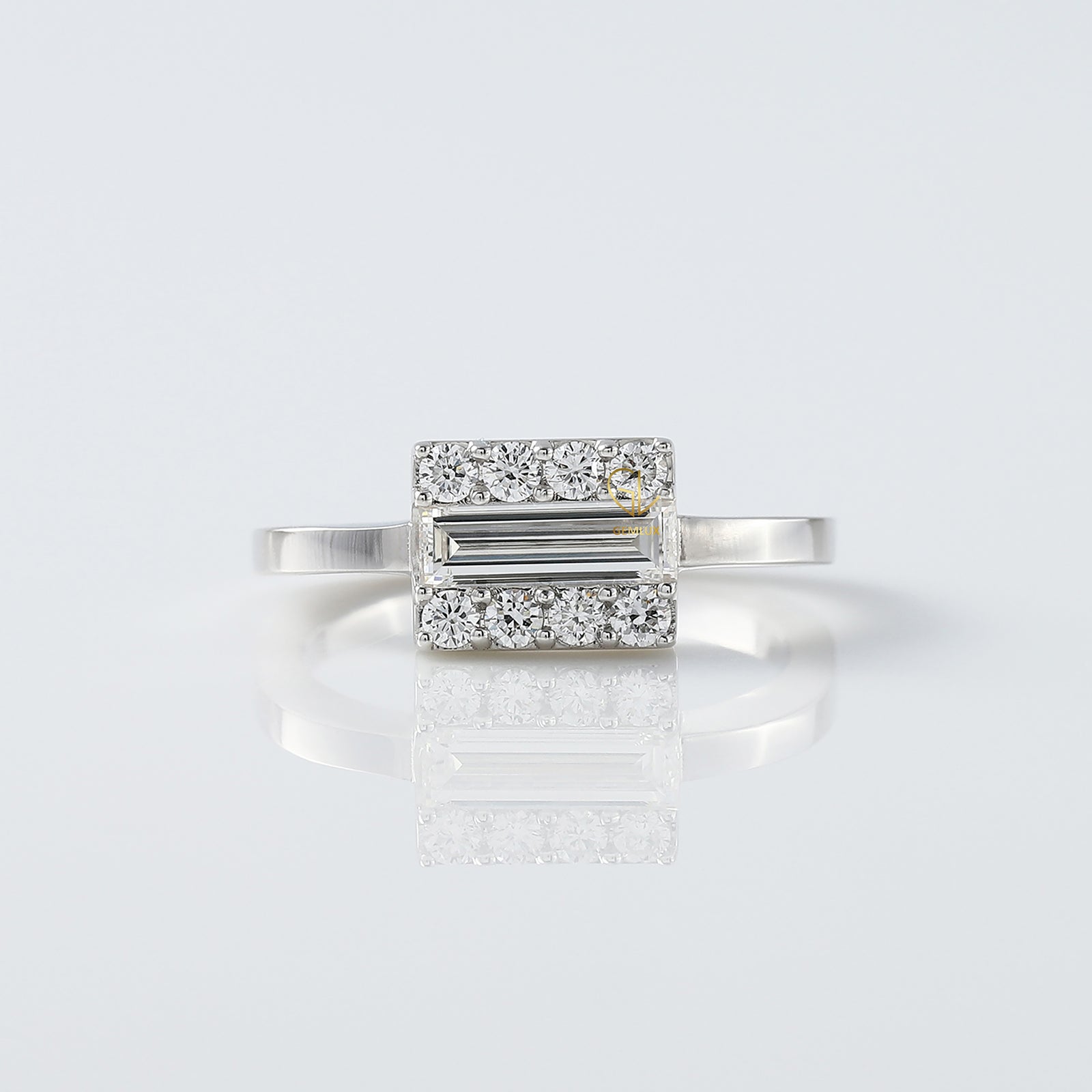 Baguette Cut Moissanite Solitaire Engagement Rings diamond solitaire ring​ promise rings gold engagement rings​ 