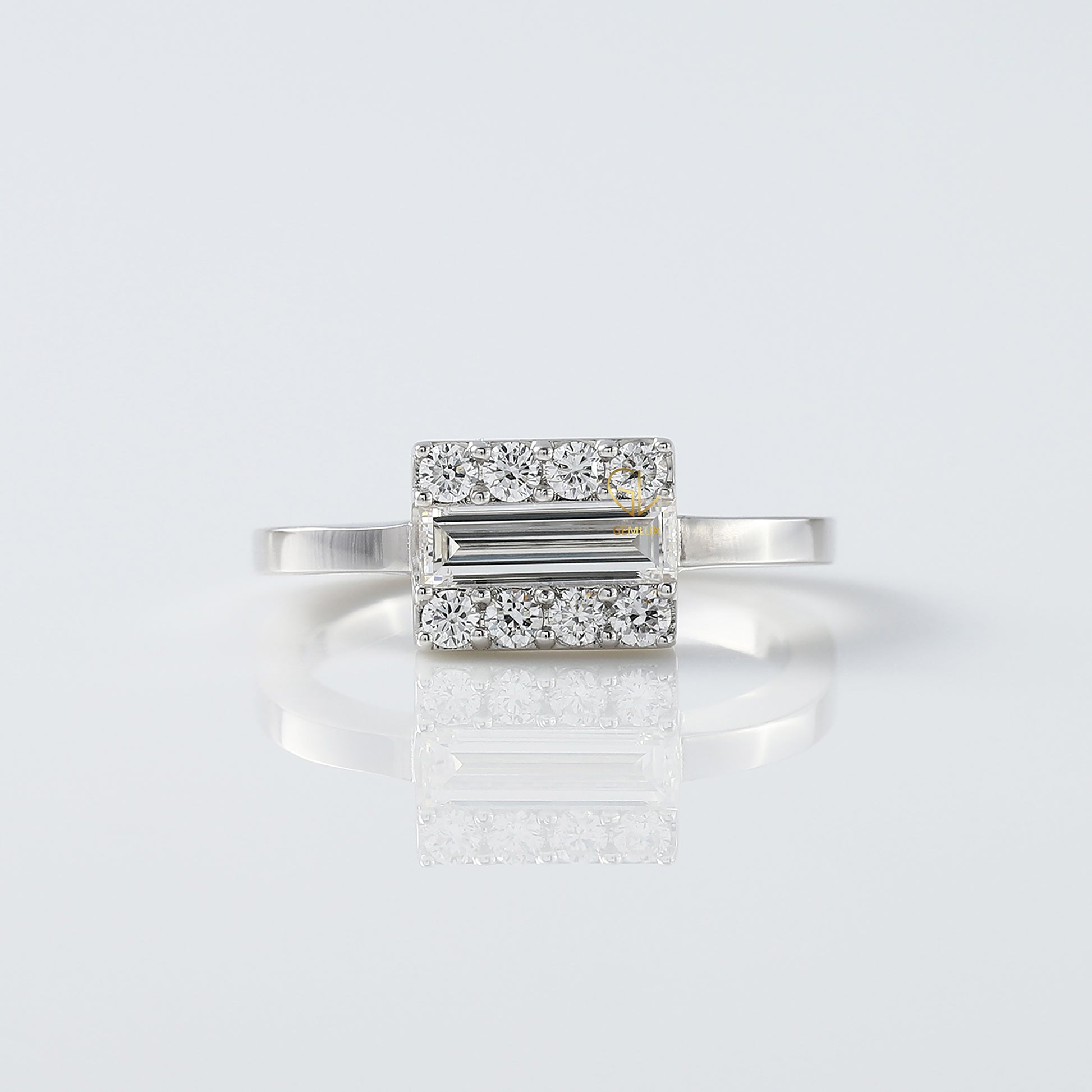 Baguette Cut Moissanite Solitaire Engagement Rings diamond solitaire ring​ promise rings gold engagement rings​ 
