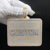 Custom letter card moissanite diamond pendant, 925 sterling silver, Gemlux Hip-Hop Collection