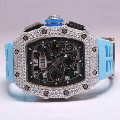VVS Moissanite Diamond Branded Chronograph Hip Hop Watch 