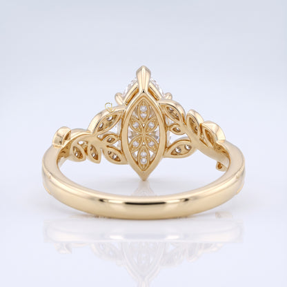Marquise cut lab-grown diamond leaf vine engagement ring, additional angle, 3 carat, Gemlux Engagement Collection