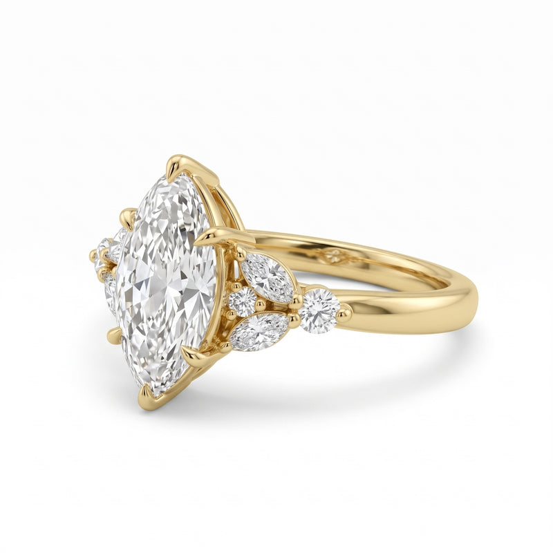 Marquise Cluster Lab Grown diamond Engagement Ring