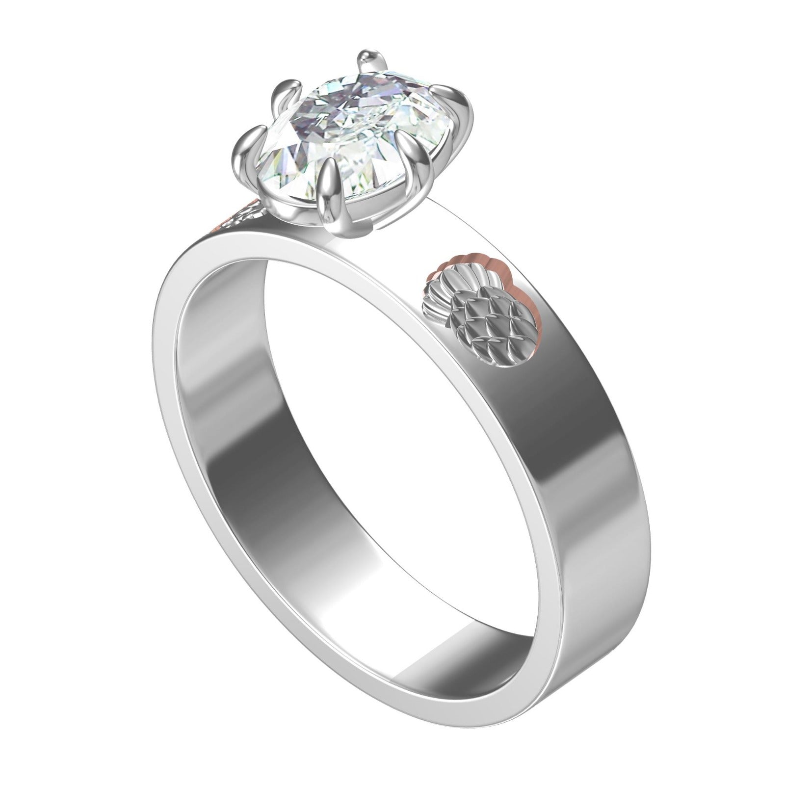 2 Ct Oval Cut Moissanite Flower Filigree Design Solitaire Engagement Ring 