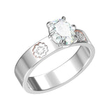 2 Ct Oval Cut Moissanite Flower Filigree Design Solitaire Engagement Ring 