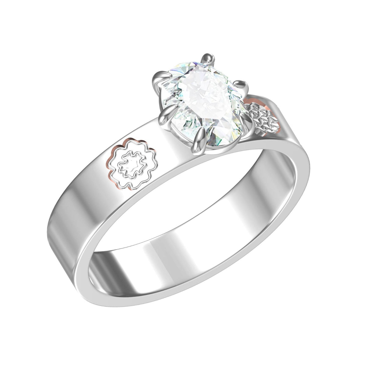 2 Ct Oval Cut Moissanite Flower Filigree Design Solitaire Engagement Ring 