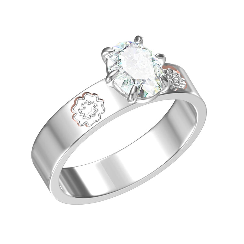 2 Ct Oval Cut Moissanite Flower Filigree Design Solitaire Engagement Ring