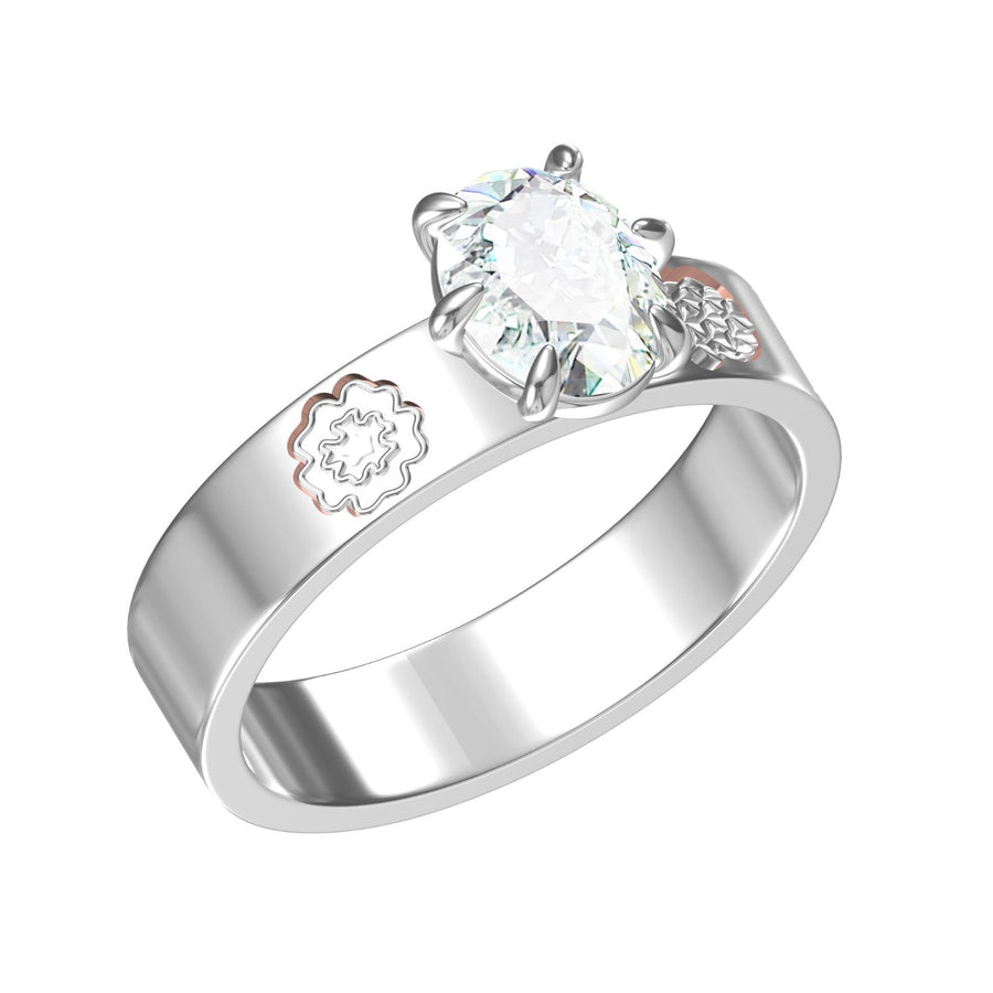 2 Ct Oval Cut Moissanite Flower Filigree Design Solitaire Engagement Ring